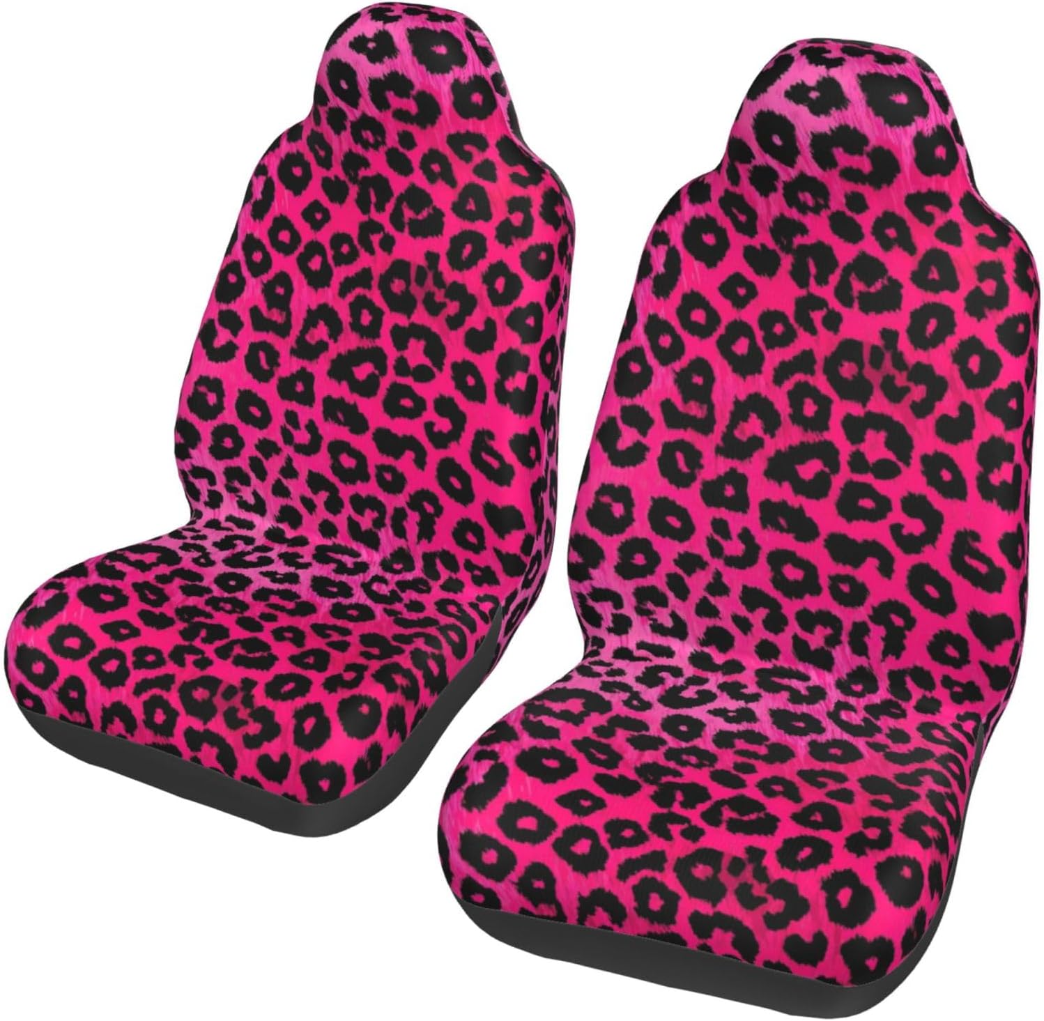Leopard Pink Seamless Print Car Seat Covers 2 Pcs Set Vehicle Front Seats Protector Auto Interior Accessories Protetors Car Mat Covers Universal fit for Cars Trailer RV SUVs Trucks Vans