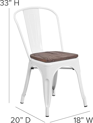 Miniatura 8 de EMMA + OLIVER Silla apilable de metal amarillo con asiento de madera