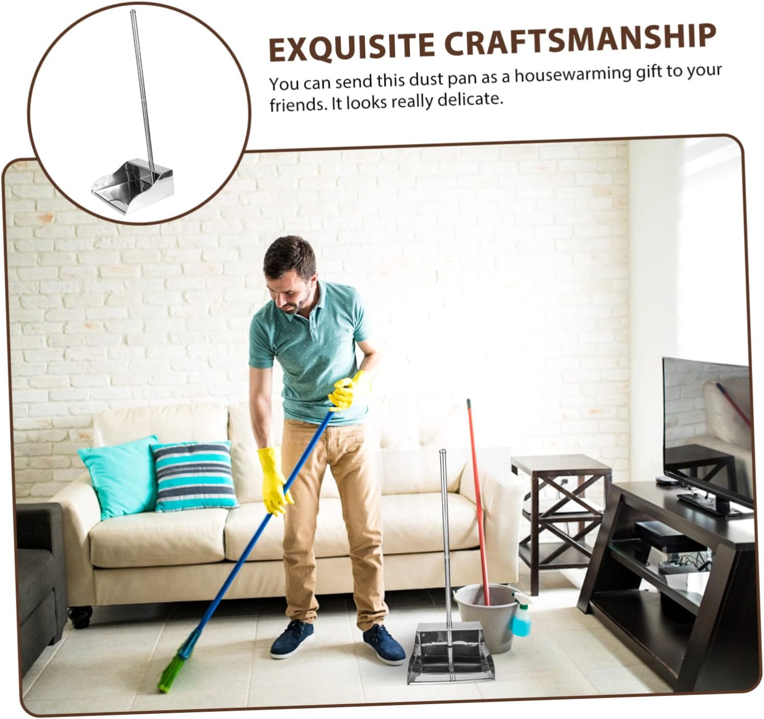 VOSAREA Heavy Duty Cleaning Dustpan Long Handle No Stoop Dustpan for Household for Home