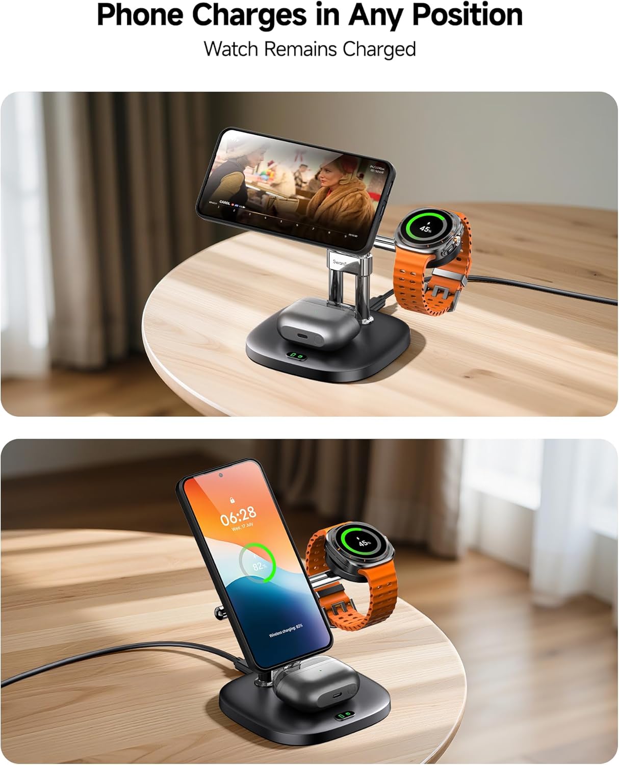 Magnetic Wireless Charger for Samsung Phones (Need A Magnetic Case), for Samsung S26/S25/S24/S23/Z Fold7/Z Flip7, Galaxy Watch 8/8 Classic/Ultra/7/6/5, Galaxy Buds4 Pro, SwanScout 712SM (No Adapter)