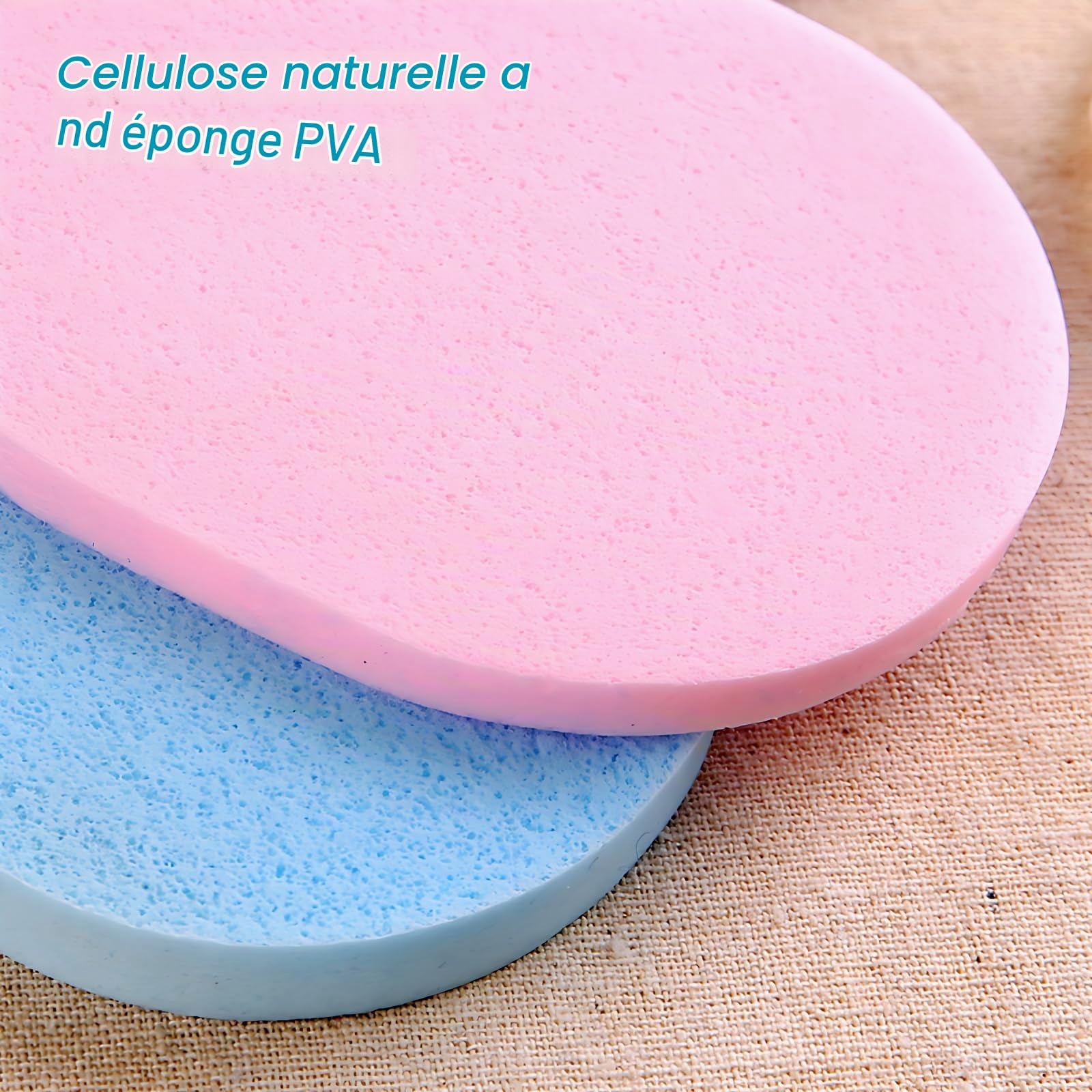 50 Pcs Éponge Visage Nettoyant, Éponge Nettoyante Naturelle, Eponge Demaquillante Visage Lavable, Outils pour le Nettoyage Quotidien du Visage (Couleur Aléatoire)
