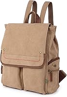 Vista 1 de TSD Brand Canvas Backpack Lightweight Travel Daypack Carry On Laptop Backpack Hiking Casual Daypack Backpack (Khaki)