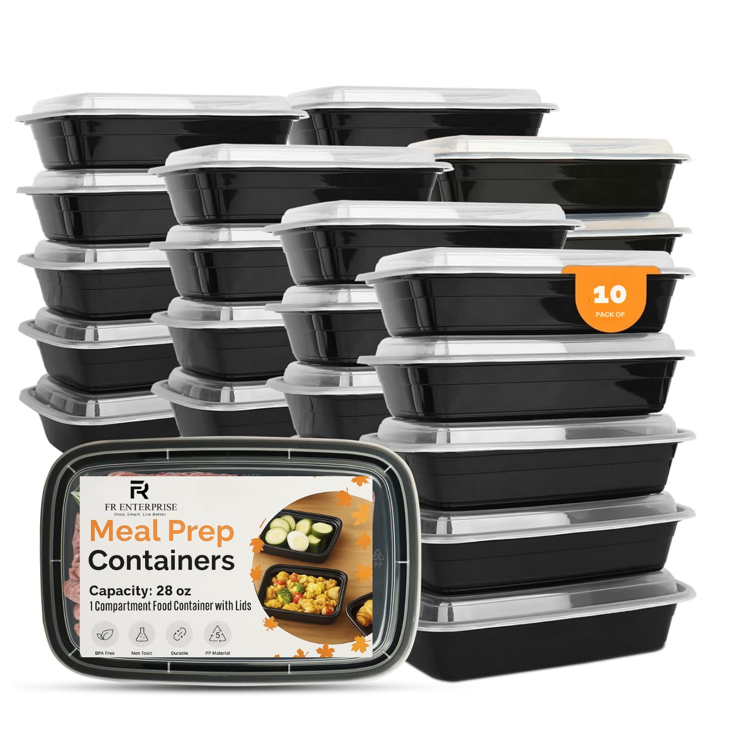 50 Pack 28oz (828ml) Reusable Meal Prep Containers - BPA-Free, Leak-Proof, Microwave & Dishwasher Safe Stackable Bento Boxes with Lids – Ideal for Lunch, Dinner, Portion Control, and Food Storage — image 1