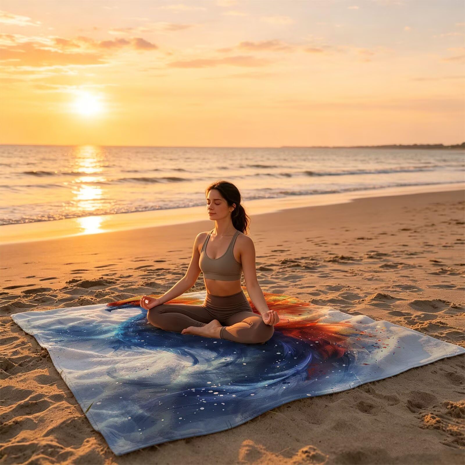 Ręcznik plażowy Feniks 160 x 220, ręcznik plażowy z motywem zwierzęcym oversized lekki komfort, ręcznik plażowy 220 x 160 cm, jako duży ręcznik kąpielowy do sauny na siłownię dla mężczyzn kobiet