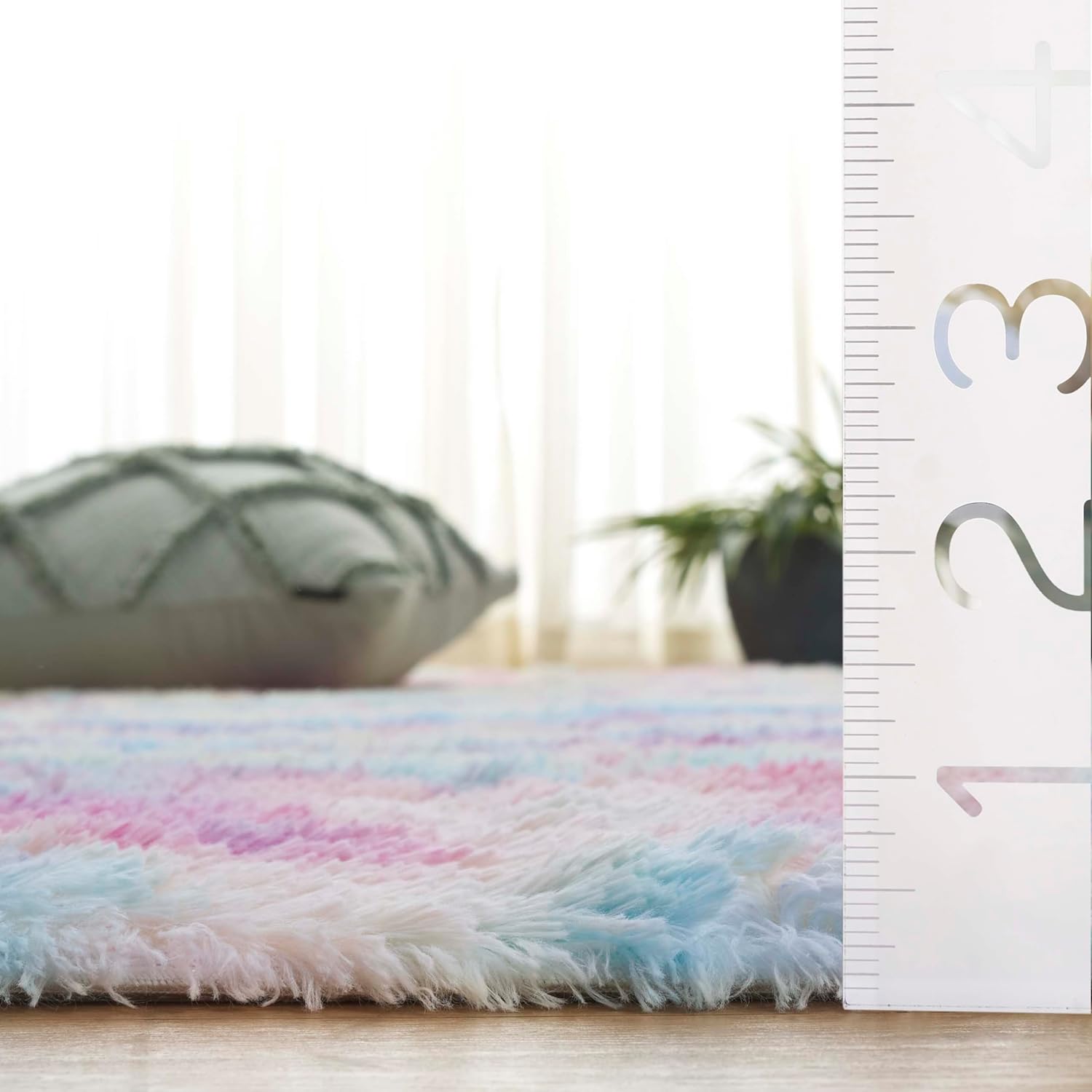 Safavieh Rainbow Shag Collection Area Rug - 2'3" x 6' Runner, Rainbow, Geometric Design, Non Slip Ideal for High Traffic Areas in Living Room, Bedroom, Dining (RBO100R)