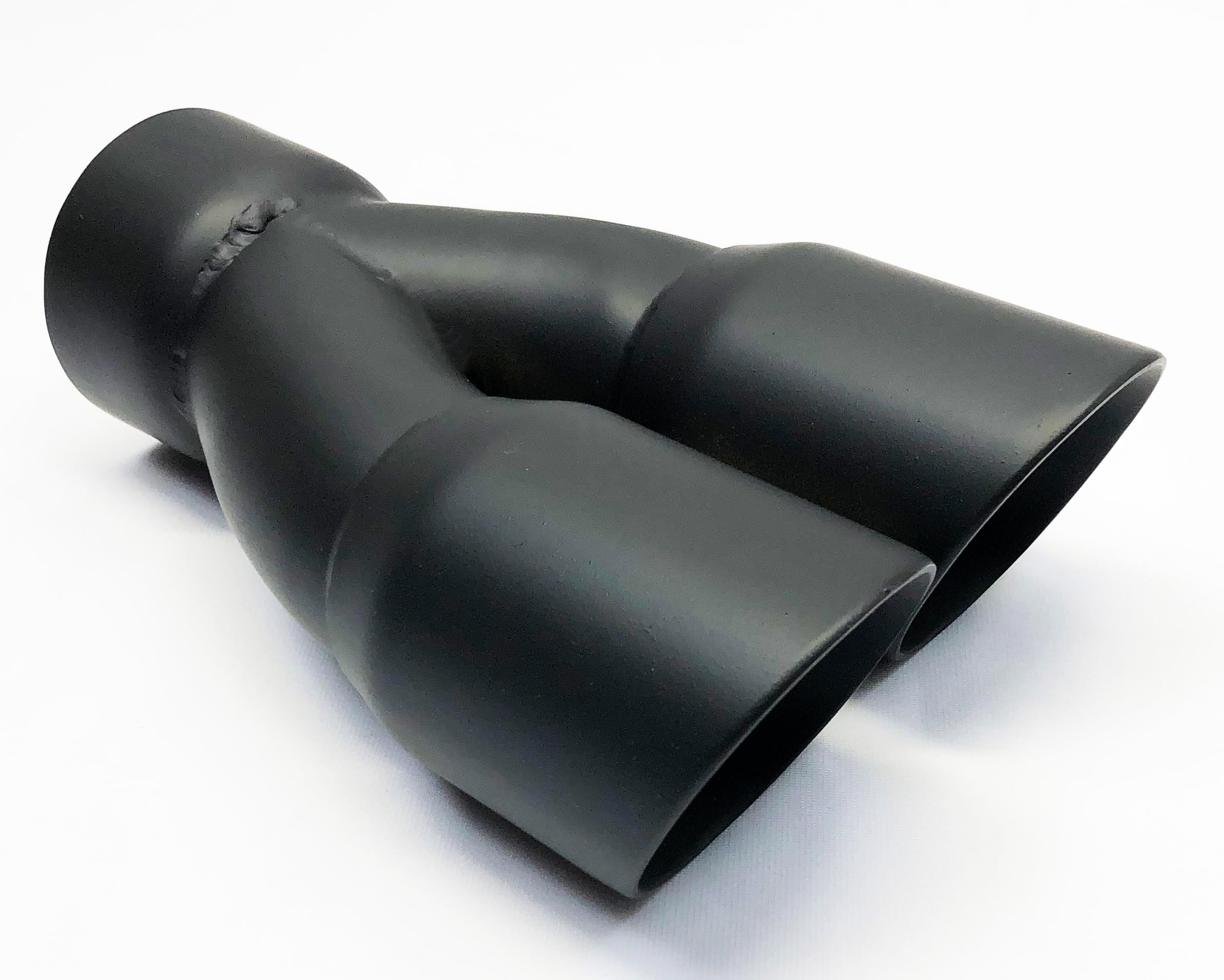 Exhaust Tip 3.00" Inlet Dual 3.00 X 9.50 Long Round Double Wall High Temp Black Stainless Wesdon Exhaust Tip