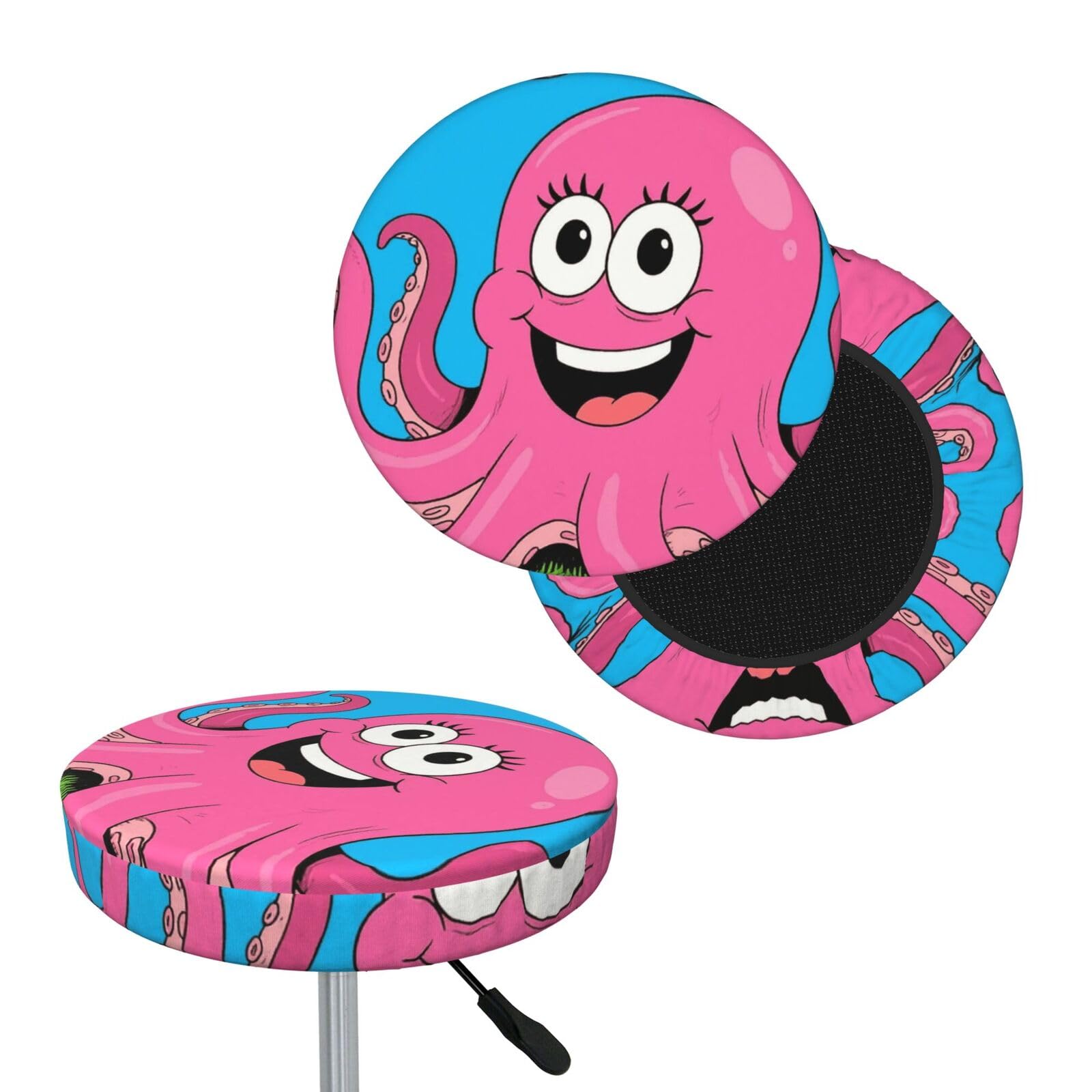 FekiLoot Funny Octopus Round Bar Stool Covers Stretch Washable Bar Stool Covers Dustproof Slipcover Bar Chair Covers with Elastic Band for Bar Kitchen Living Room Decor 14 Inch