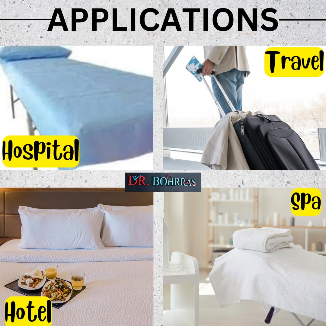 Dr. BOHRRAS Disposable Nonwoven Bedsheet 31 x 72 Inches Blue/Hospitals (Pack of 5, White,Rayon) 2
