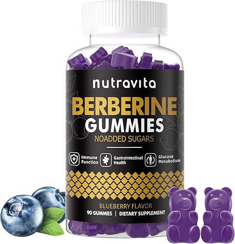Miniatura 10 de Nutravita Gomitas de berberina con canela de Ceilán, 1500 mg de berberina de alta potencia, suplemento para apoyo inmunológico y metabolismo,