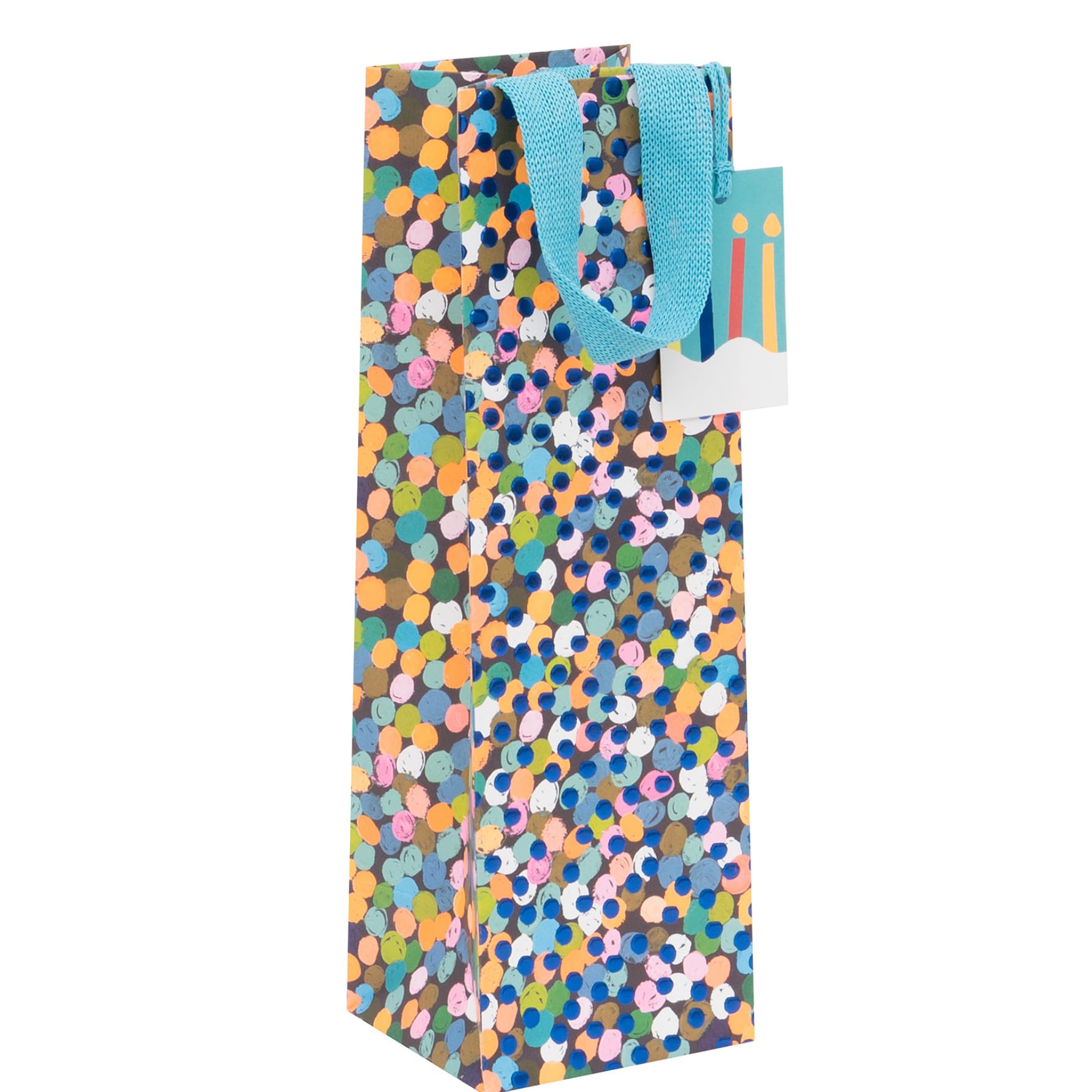 Glick Bottle Gift Bag, Sapphire Spots, 110 x 340 x 100 mm, Luxury Recyclable Bag for Birthdays & Celebrations