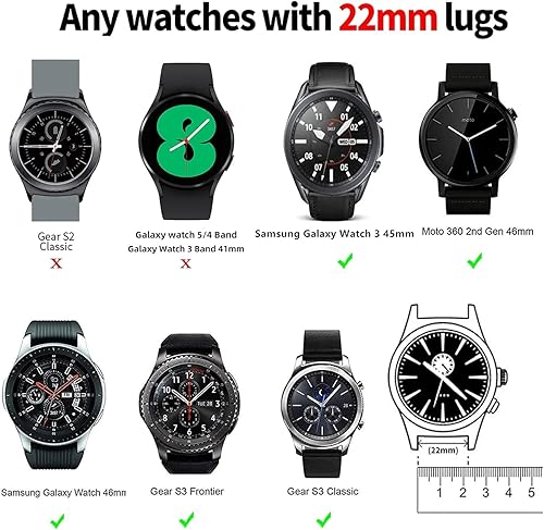 Miniatura 6 de Lerobo Compatible con Samsung Galaxy Watch Band de 1.811 pulgadasGear S3 Frontier Classic Watch BandsGalaxy Watch 3 bandas de 1.772 in 0.866 in,
