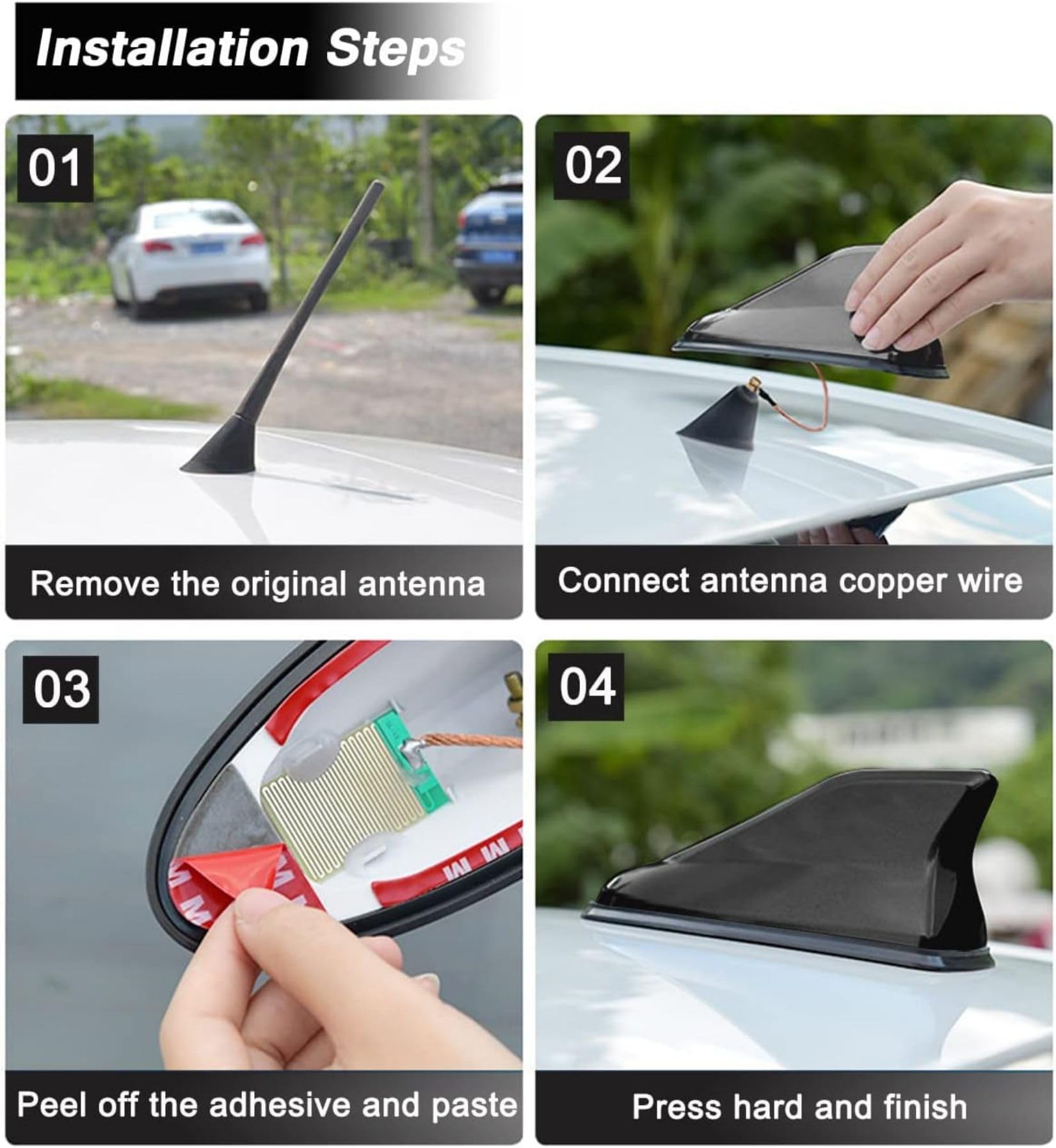 Antenna A Pinna di Squalo per Auto, per Ford Bronco, Expedition, Maverick, Fusion, Antenna A Pinna di Squalo, Antenna Radio per Auto, Antenne da Tetto, Argento