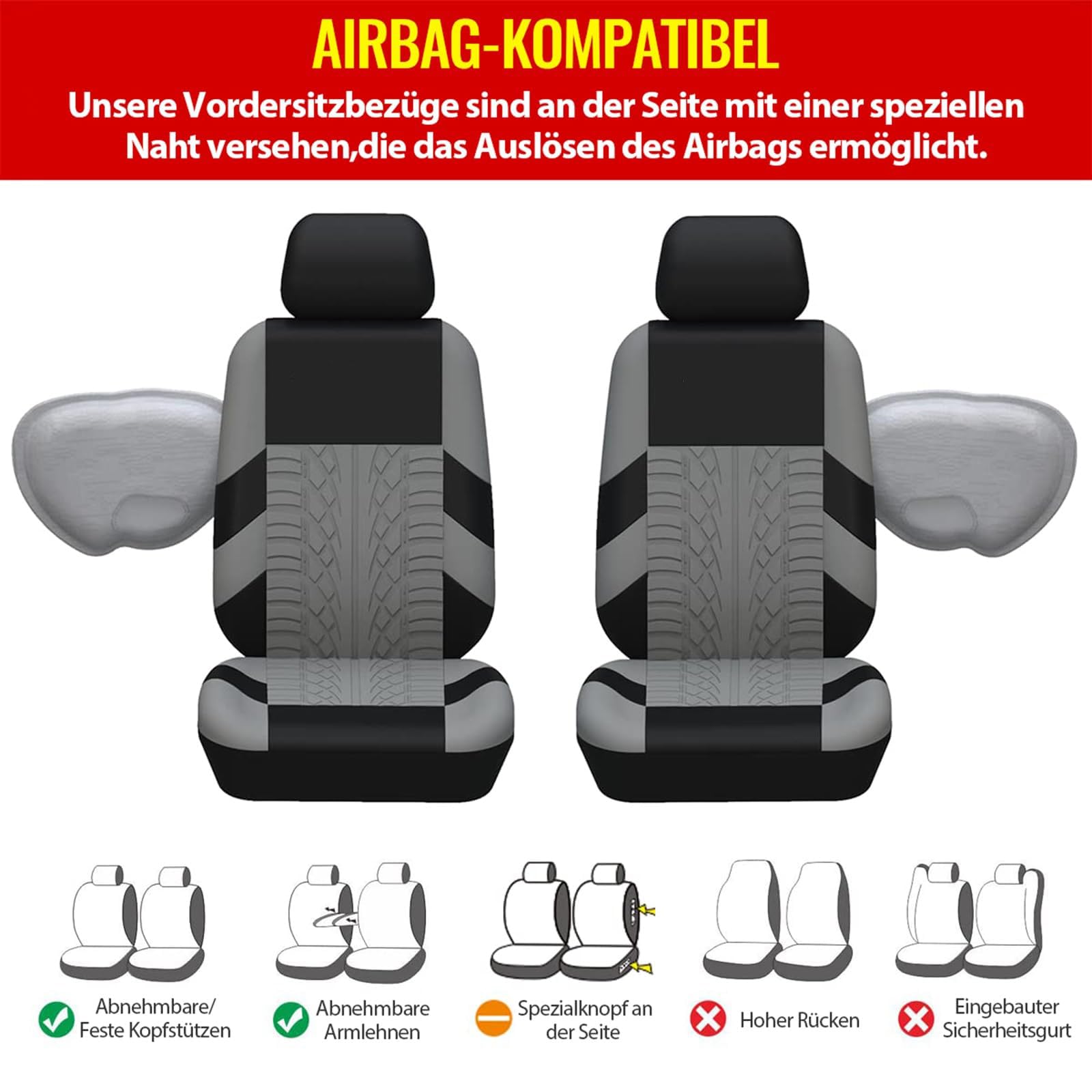 VEVOR stoelhoezen, universele autostoelhoezen voor de voorstoelen, 6