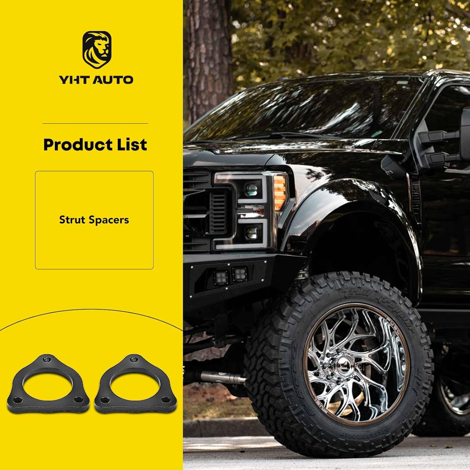 YHTAUTO 1/2 Inch Front Leveling Lift Kit Fit 2004-2023 Ford F-150 | RWD/4WD | Spacers Raise the Front By 0.5 Inch | 2PCS Suspension Leveling Lift Set of 2