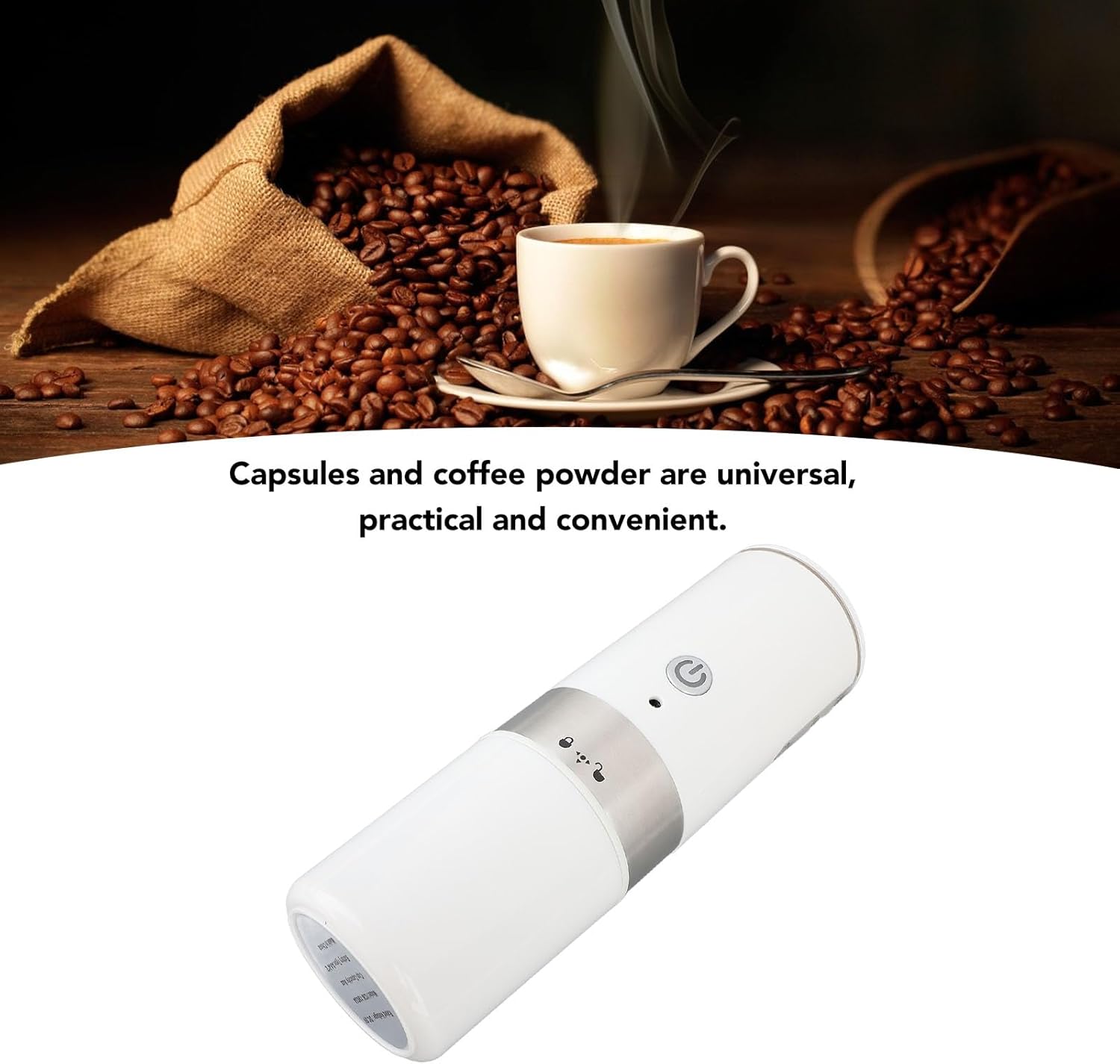 ZJchao Portable Coffee Maker, Coffee Powder Capsule Dual Use Fully Automatic Coffee Capsule Ground Universal Coffee Maker Espresso Machine Coffee Maker with USB Cable for Travel Office