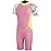 Dark Lightning Shorty Wetsuits for Kids Boys and Girls, 2MM Neoprene Thermal Swimsuit, Toddler/Junior/Youth Wet Suits,Pink/Flower, XL