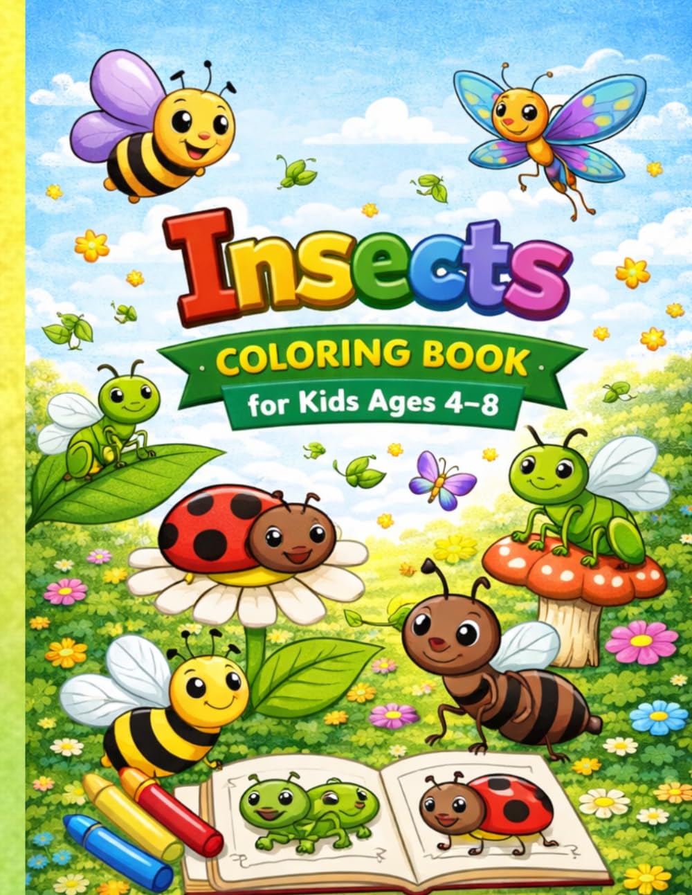 Insects Coloring Book for Kids Ages 4–8: Fun and Cute Bug Coloring Pages for Learning and Creativity