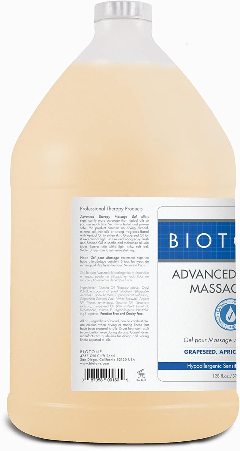 BIOTONE Advanced Therapy Massage Gel, Smooth, Silky Glide Without the Oil Feel, Ideal Workability, Nut-Oil Free, Hypoallergenic
