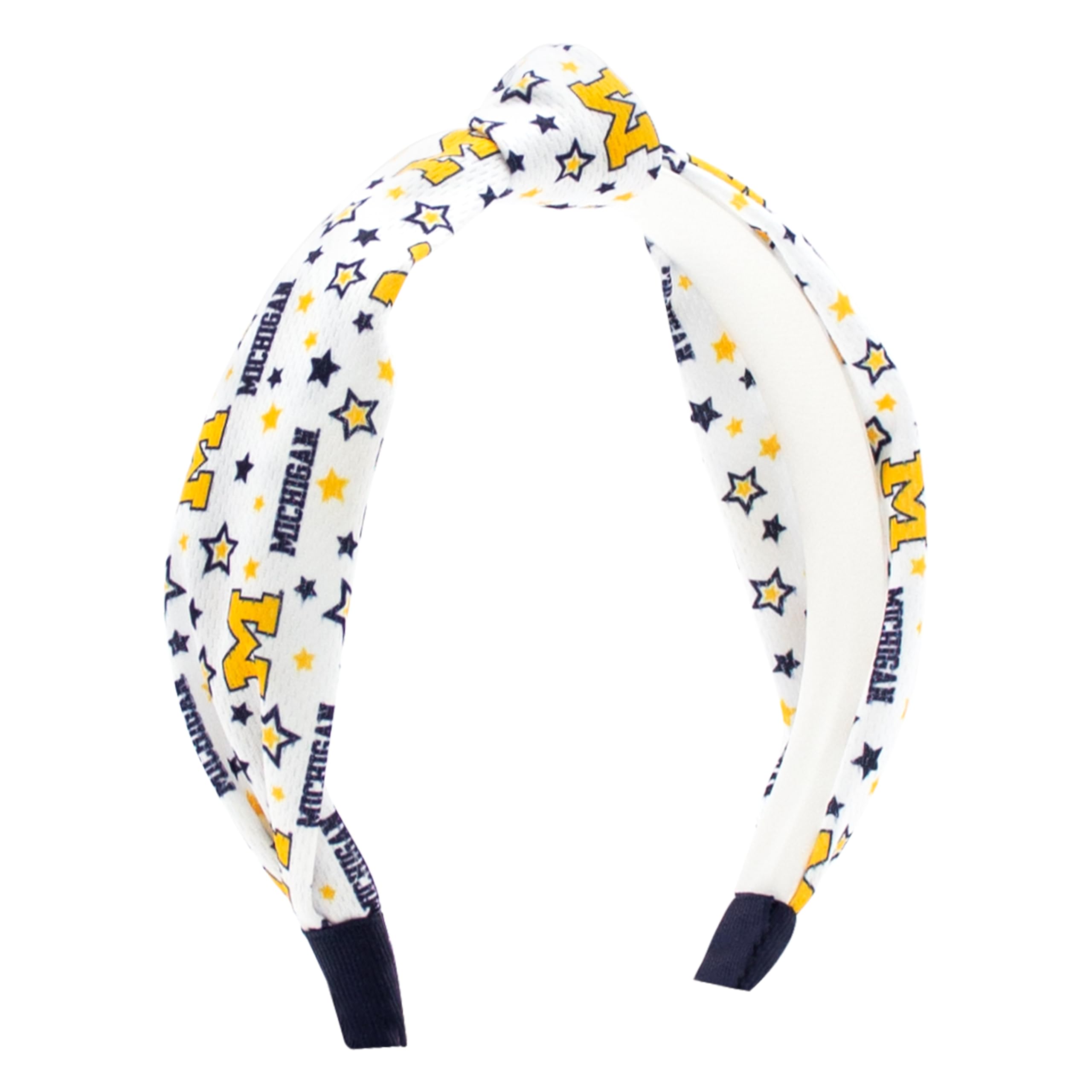 Wee Ones Divine Creations, Girls' Signature Collegiate Logo Print Grosgrain Knot Headband, One Size, Michigan Wolverines
