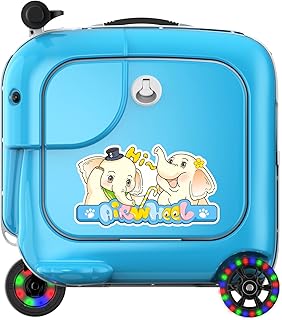 Airwheel SQ3S Kids Electric Suitcase - Blue | 20L Compact Travel Luggage, Motorized Electric Luggage Scooter for Convenien...