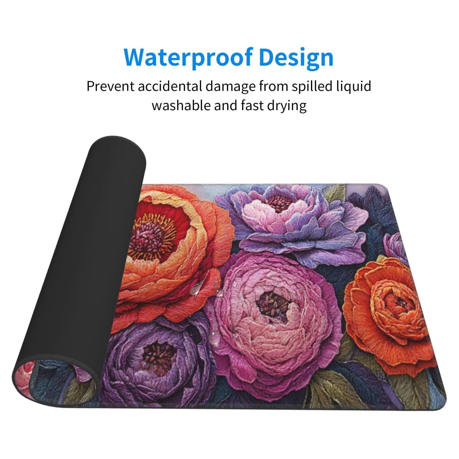Fioletowa podkładka pod mysz XXL kwiat mata na biurko 1600 x 800 x 3 mm zmywalna podkładka do gier na laptopa, z antypoślizgową gumową podstawą do gier, komputera, personelu biurowego Y819