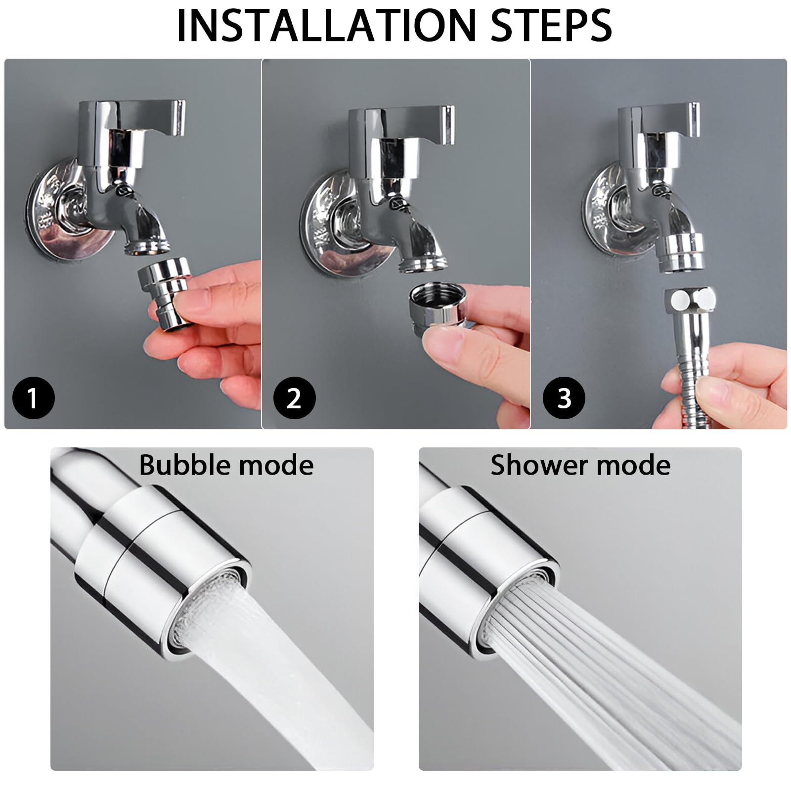 Vaskula Alargador Grifo Cocina Fregadero 30cm Acero Inoxidable Rotación de 360° Extensión Para Grifo de Cocina Ajuste de 2 Velocidades Aplicable A Las Escuelas de Apartamentos de Bar