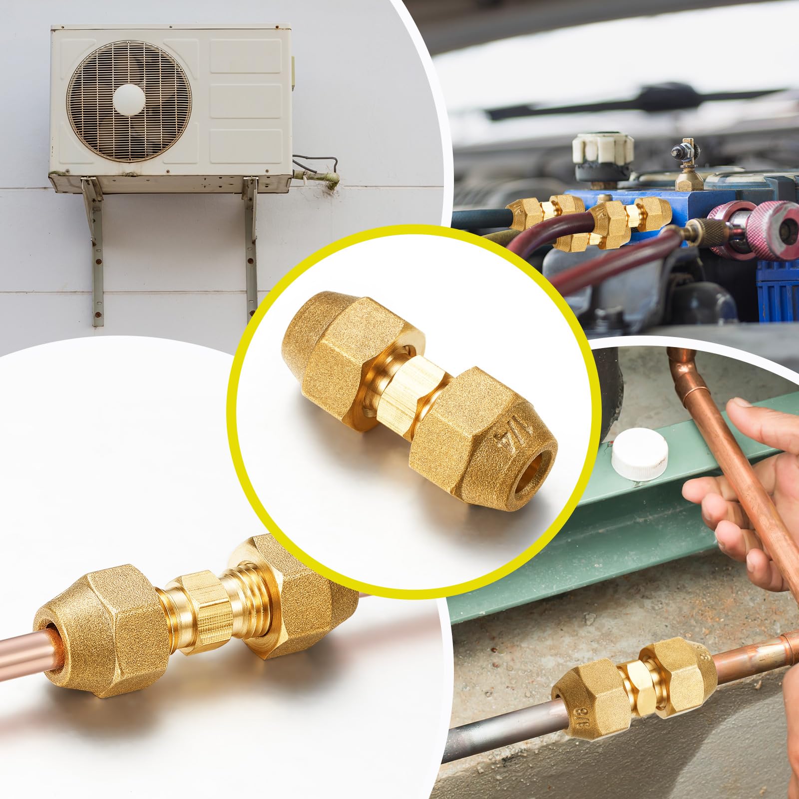 1/4" & 3/8" 4pcs Copper Pipe Coupling Adapters Kit | No-Weld HVAC AC