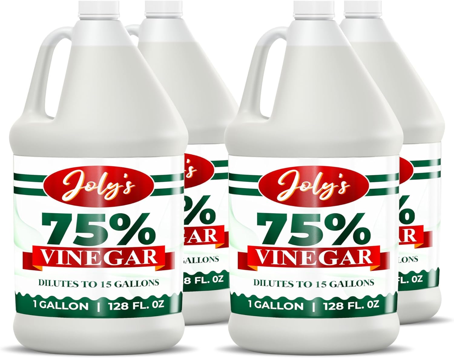 Joly's 75% Vinegar Extra Strong- 1 Gallon - Concentrated Acetic Acid - All Natural Multipurpose-Vinegar for cleaning and Home use-128oz-(Pack of 4) (4)