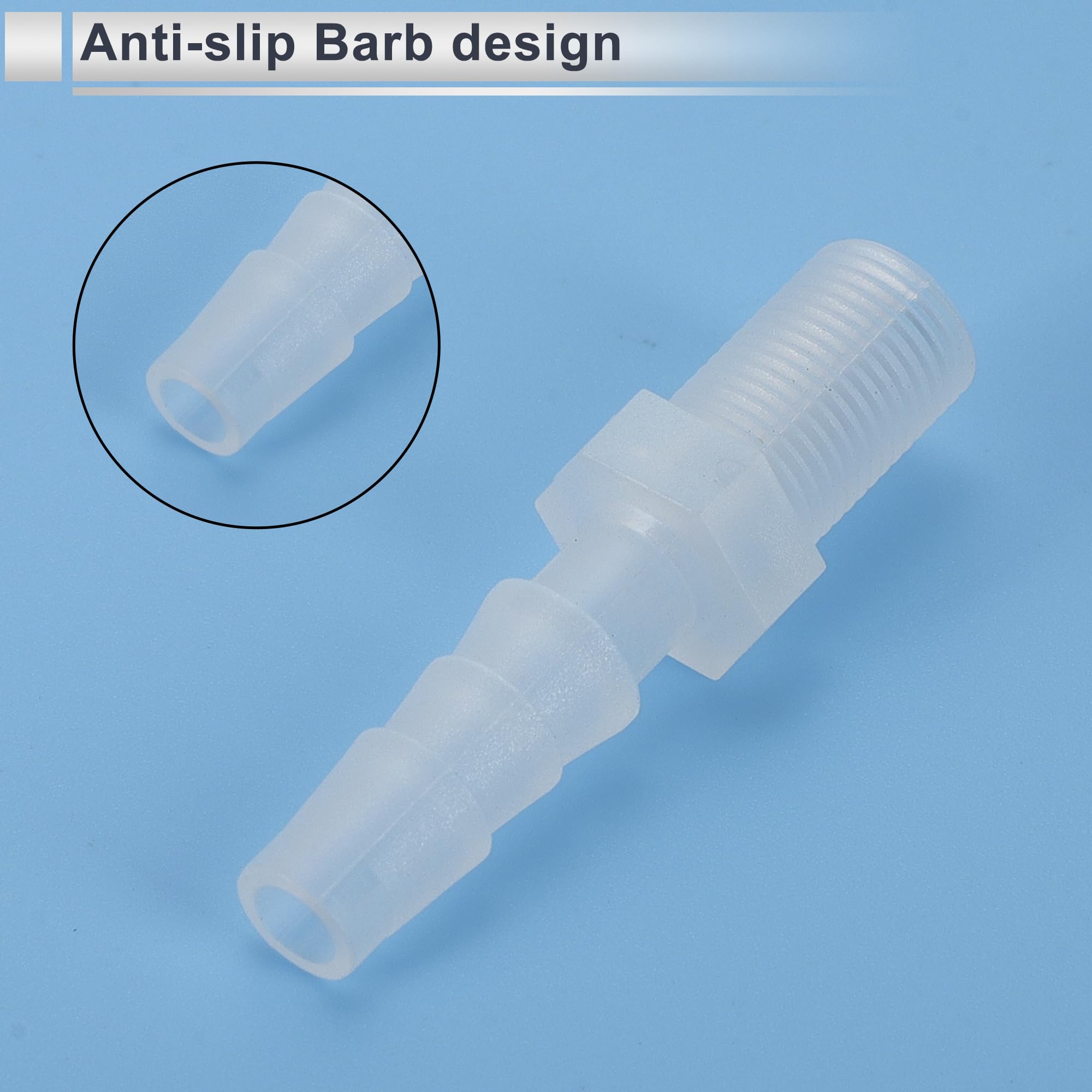 RATCHROLL 1 Set Plastic Hose Barb Fitting 1/4" Barb G1/4 NPT Male Hose Connector Clear PP - Image 4