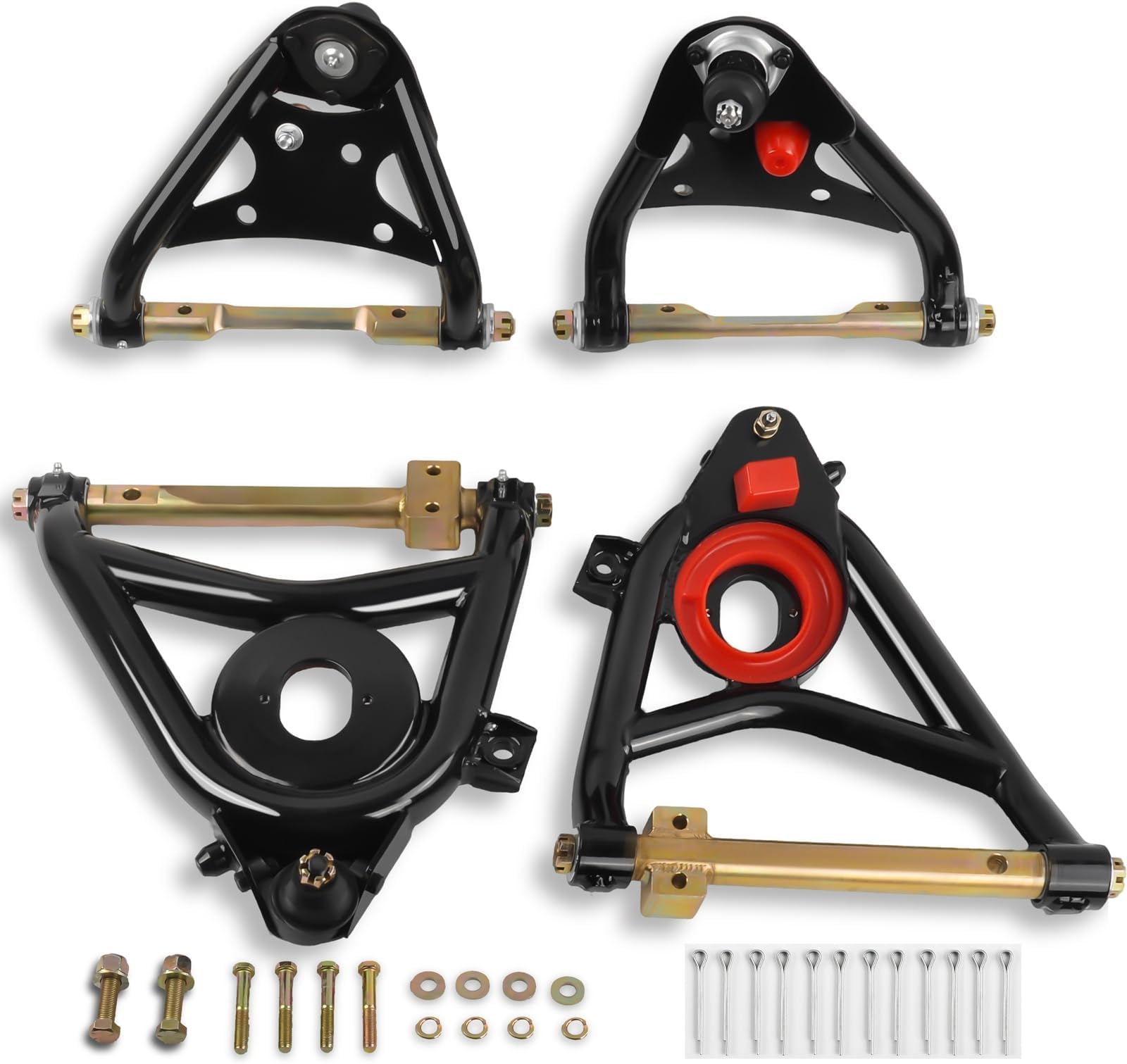 XKV Front Upper & Lower Suspension Control Arms compatible with 1958-1964 Chevy Impala Bel Air Biscayne,1958-1961 Chevy Brookwood,Adjustable Tubular Steel Control Arm With Ball Joint