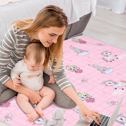 Miniatura 5 de Funtery - Alfombra de juego para bebé de 43 x 43 pulgadas, portátil, antideslizante, lavable, plegable, para tiempo boca abajo, gran corralito para