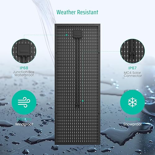 Miniatura 4 de Bifacial - Panel solar monocristalino de 100 W, 12 V 100 W, módulo de alta eficiencia, tecnología monocristalina, funciona con cargador para