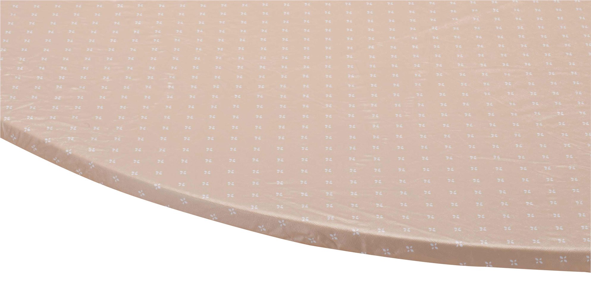 Miles Kimball Original Vinyl Table Cover with Stitched Elastic Edge for Snug Fit, Sand, 42" x 68" Oval