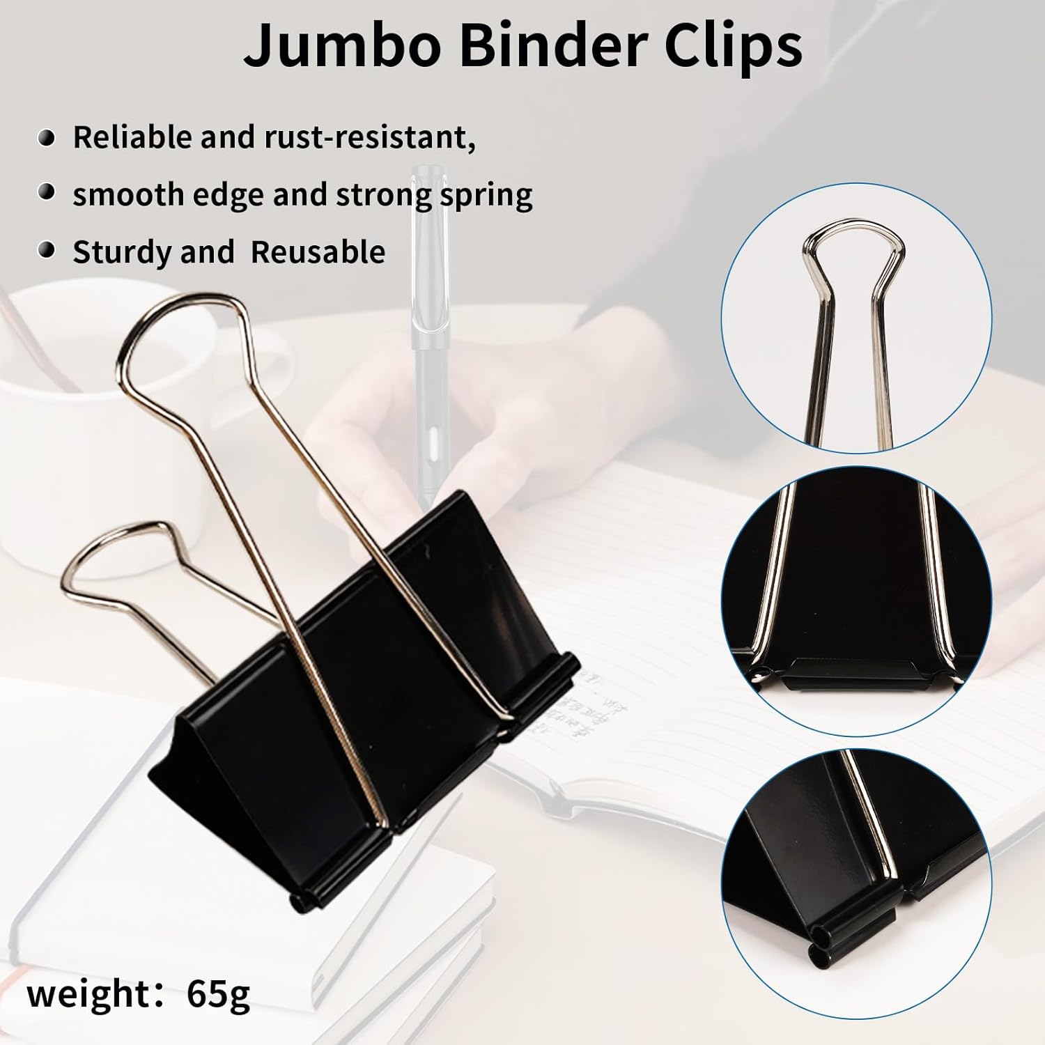 Jumbo Binder Clips 3 Inch - Extra Large Binder Clips 24 Pack, Heavy Duty Office Binder Clips for Paper, Documents, School & Office Supplies (24, 3 inch)