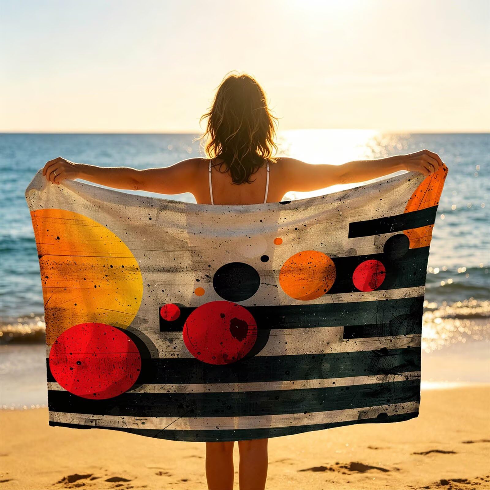 Toalla Playa Grande 220x160 Vacaciones Accesorios Viaje, Toalla Playa Simple Suave Cómodo Secado Rápido, Redondo Toallas Baño Grandes 160 x 220cm para Yoga Fitness Natación Sauna Baño Regalo XTLS-6060
