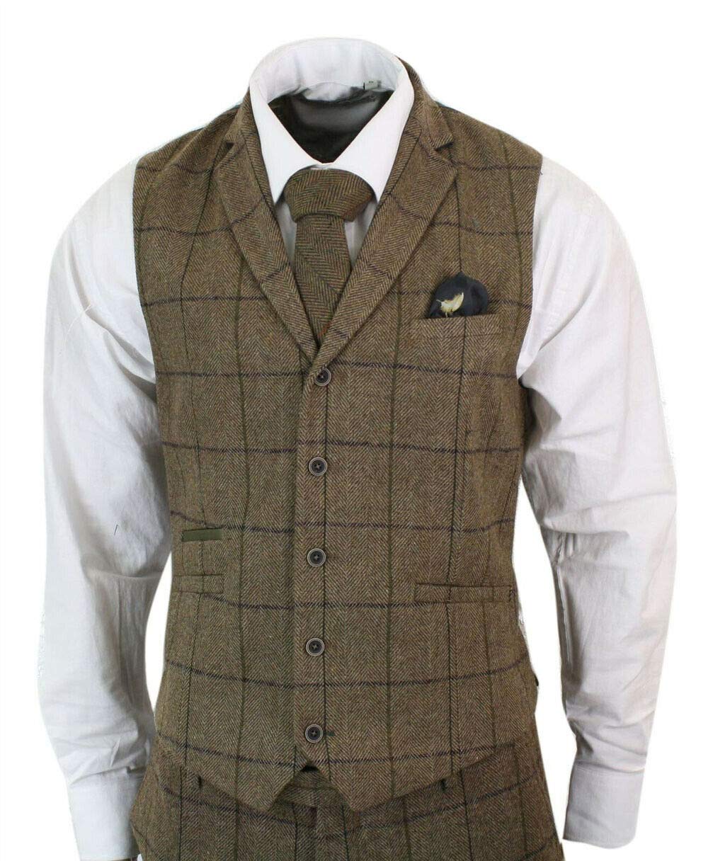 Uomo Completo da Uomo Smoking Vestito Scozzese 3 Pezzi da Uomo 2 Bottoni da Sposa