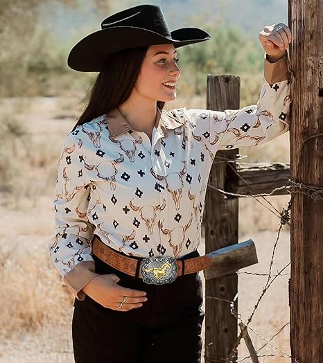 Western-Riemen voor Vrouwen Cowboy-Cowgirl Reliëf PU Lederen Riem met