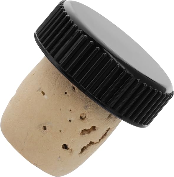 Westmark 482020E4 Lot de 12 bouchons pour bouteilles de vin, spiritueux, huile ou vinaigre, liège naturel/plastique, marron clair/noir, Non Renseigné - 3