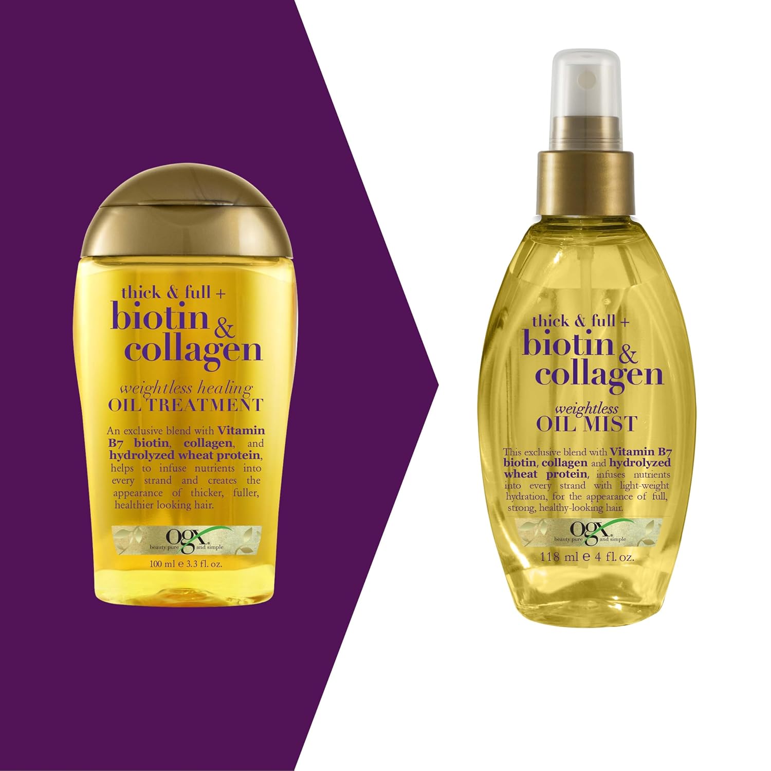 OGX Thick & Full Biotin & Collagen Wightless Healing Oil Mist, 4 Ounce image 2