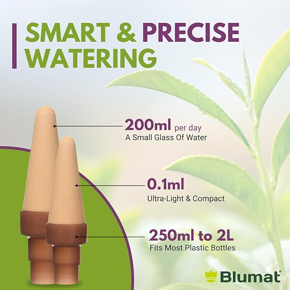 Blumat Plant Watering Devices - Easy Self Watering Planter Insert for Indoor Plants - Bottle Adapter - Prevents Overwatering and Underwatering for Healthy Growth - 1 Pack