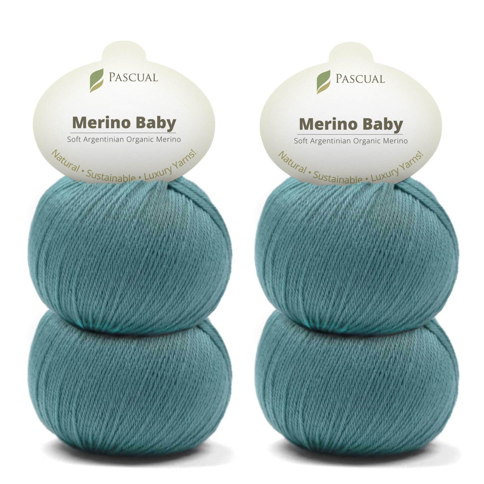 PASCUALI Merino Baby|Strickwolle aus 100% Schurwolle aus Merino, Merinowolle zum Stricken und Häkeln, SET: 4 Knäuel - 200 g, Farbe: Graublau 328