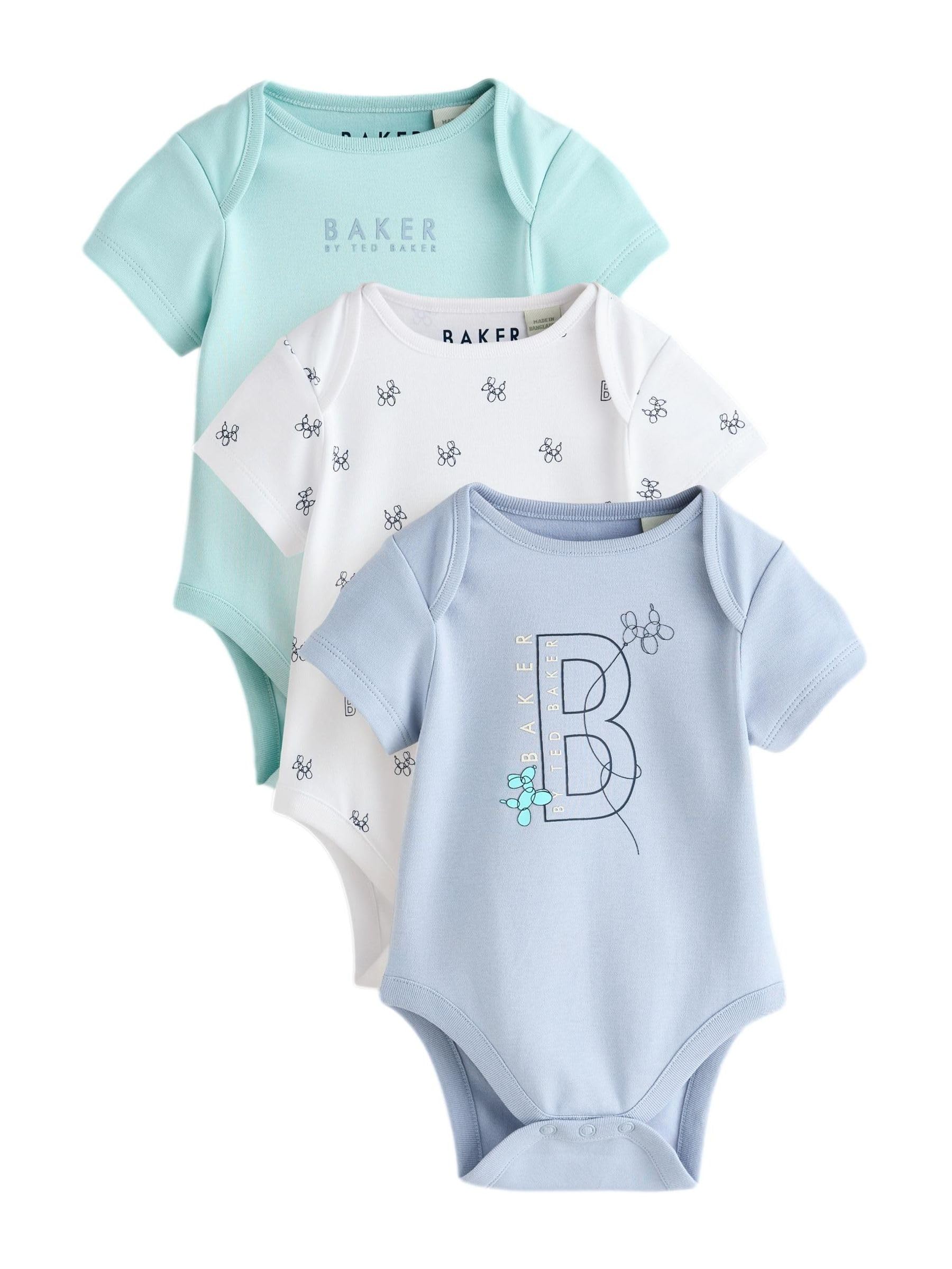 Noworodki chłopcy Zestaw 3 niebieskich body z krótkim rękawem Baker by Ted Baker