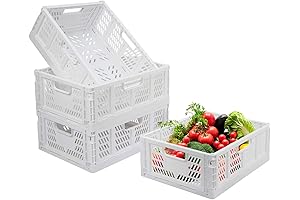4-Pack Folding Crates: Stackable, Collapsible Storage Organizers