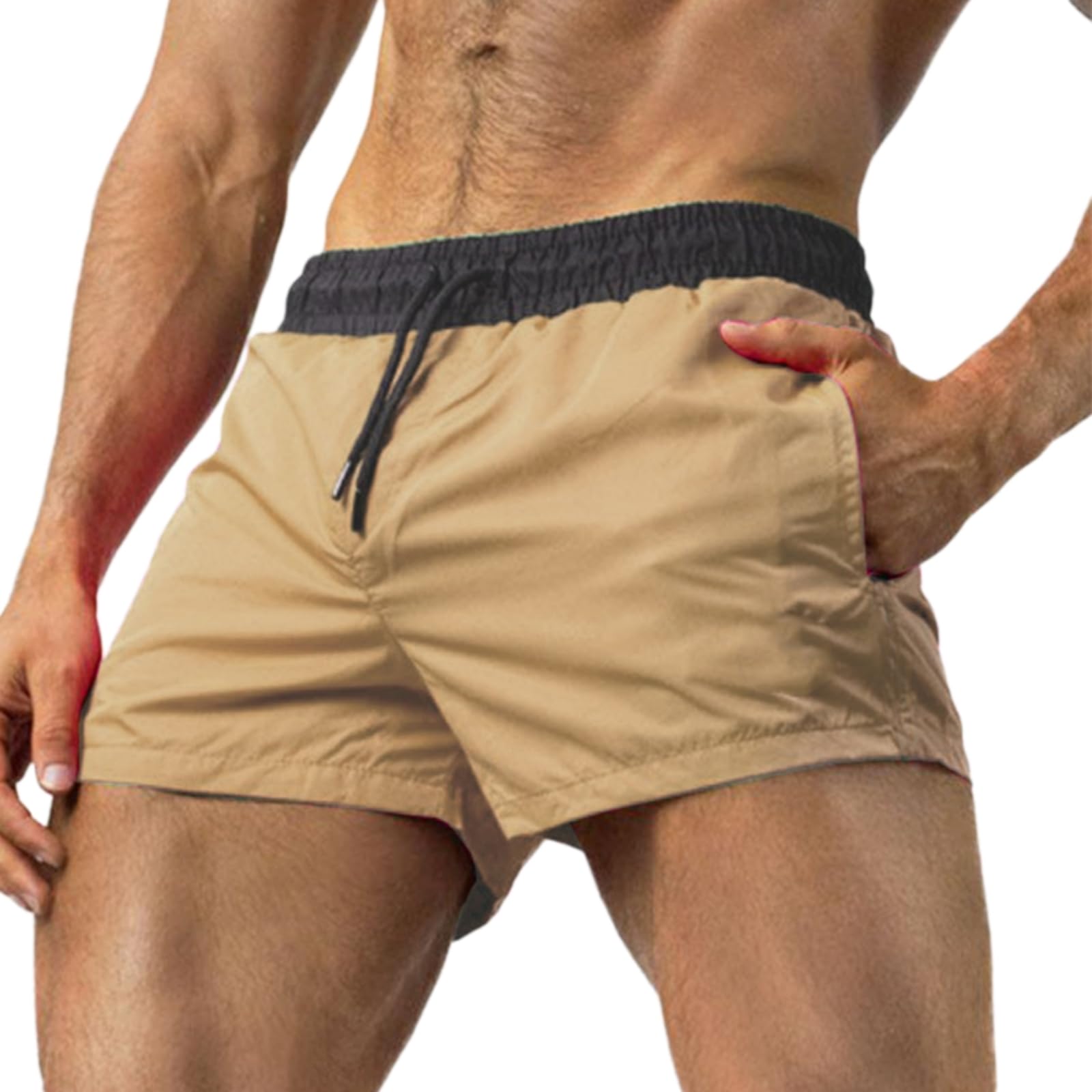 Bañador running de hombre con secado rápido pantalones cortos deportivos caqui