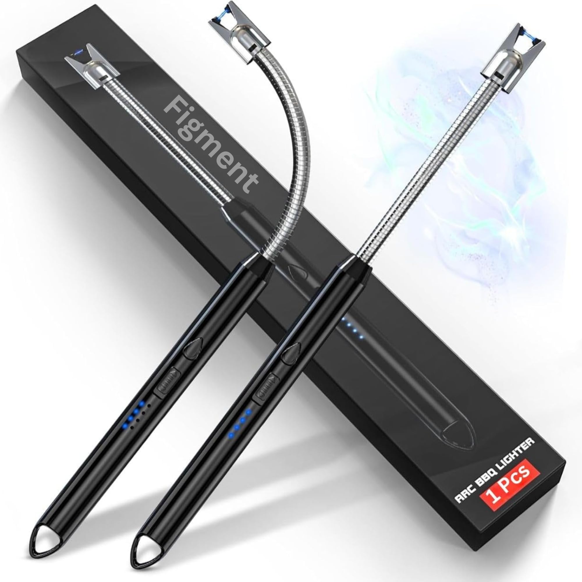 Figment Rechargeable Electric Gas Lighter for Kitchen, Home Use, Candles, Pooja Room, BBQ, Multi Purpose Plasma Flameless Windproof USB Lighter 360° Flexible Neck Arc Lighter (Standard)