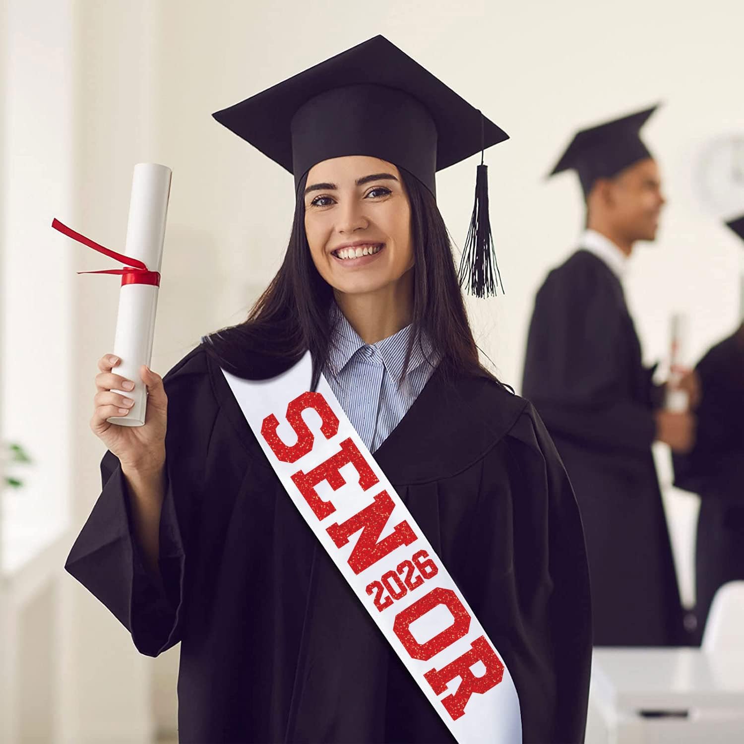 10Pcs White Senior 2026 Satin Sashes with Red Glitter Letters- 2026 Graduation Celebrations Sashes - Senior Cheer Sash - Cheerleader Sash - Class Competition Sashes image 5