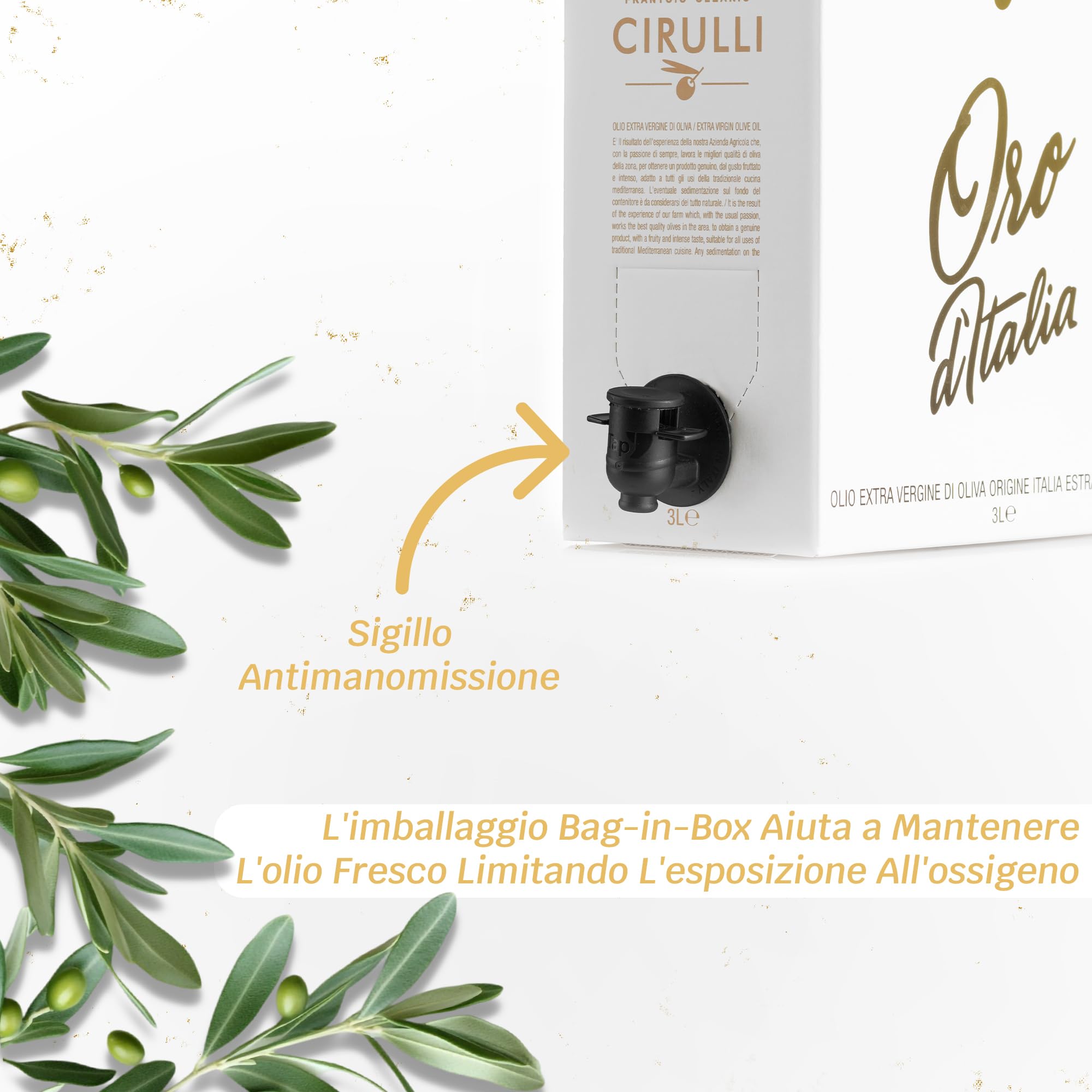 Cirulli Huile d'olive extra vierge italienne extraite à froid, 2 Bag in Box EVO (2 x 3 Litres)