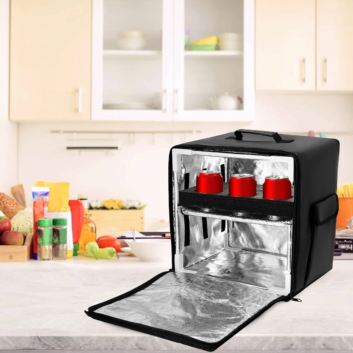 Caja de Almuerzo Pizza para Llevar Mochila Entrega de Alimentos Bolsa de Supermercado Reutilizable con Aislamiento Servidor de Buffet Bandeja de Calentamiento Caja de Contenedor de Almuerzo (Color :