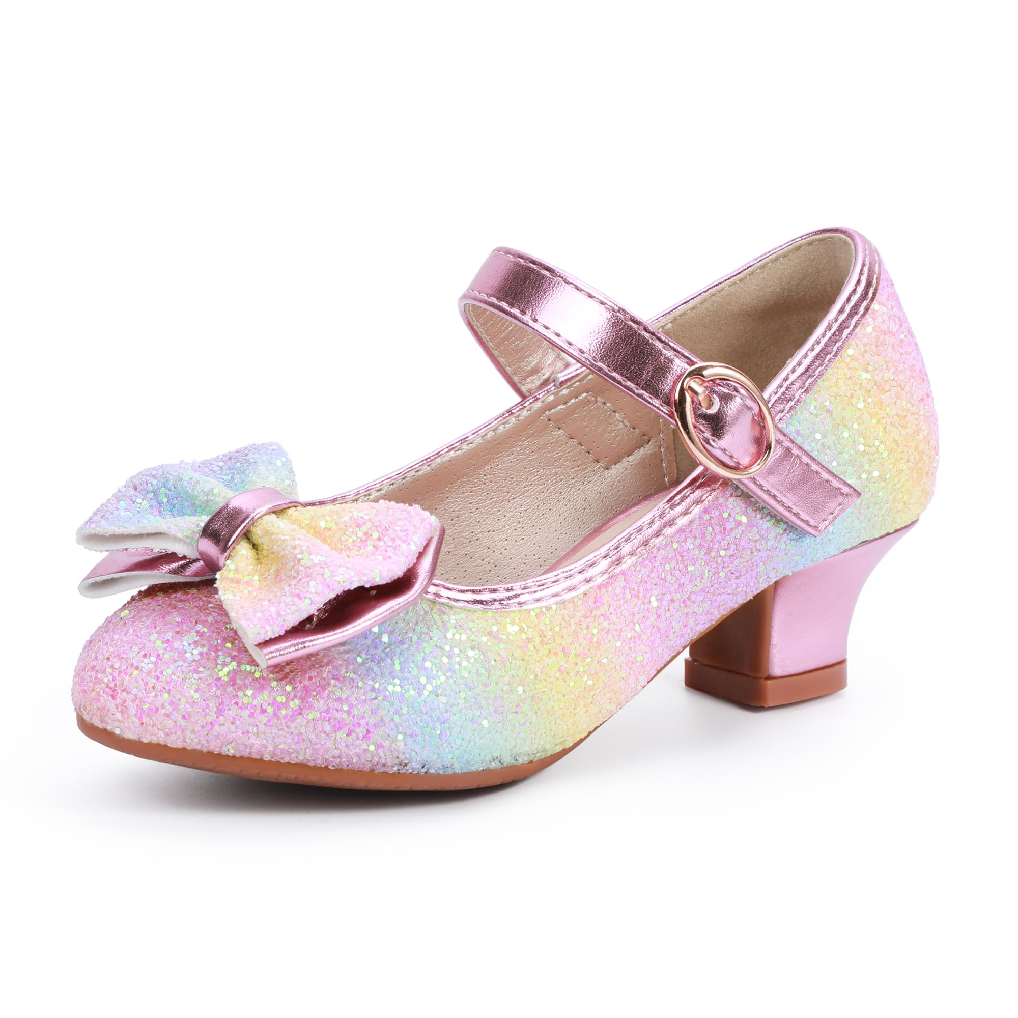 PANDANINJIA Girls Toddler/Little Kid Jada Dress Mary Jane Pumps Bow Low Heels Party Wedding Princess Shoes