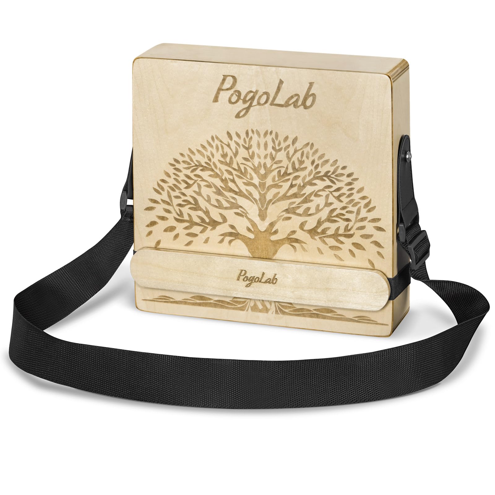 POGOLAB Cajon de voyage multi-tons, cajon box drum portable avec sac de transport et sangle, cahon en bouleau avec motif artisanal, instrument de percussions cadeau pour débutant